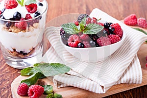 Yogurt with muesli and berries