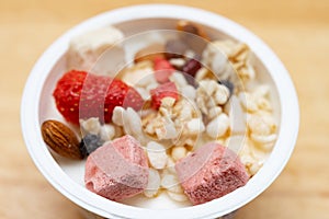 Yogurt with nuts and dry fruits and melon seeds