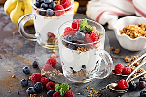 Yogurt parfait with granola and fresh berries