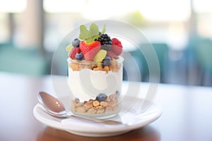 yogurt parfait with layers of granola and berries