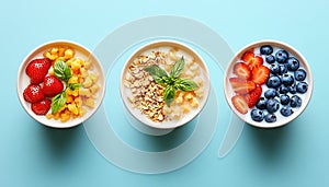 Yogurt Parfaits, Healthy Breakfast, Colorful Bowls