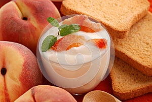 Yogurt with peach flavor