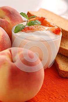 Yogurt with peach flavor