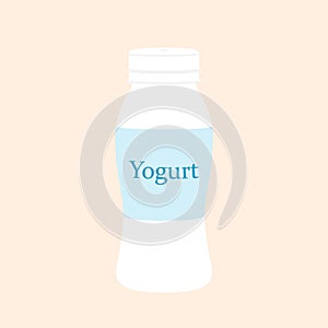 Yogurt in plastic cup. Milk cream product in flat style.