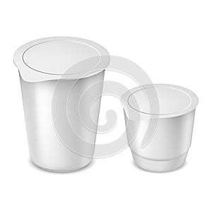 Yogurt round plastic cups with foil lid vector