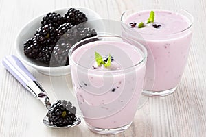 Yogurt with sweet dewberry photo