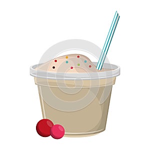 Yogurth cup with straw photo