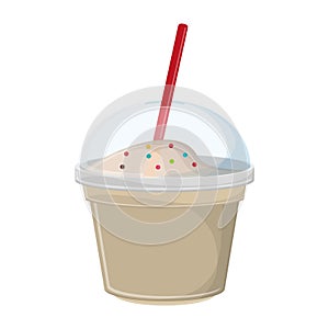 Yogurth cup with straw photo