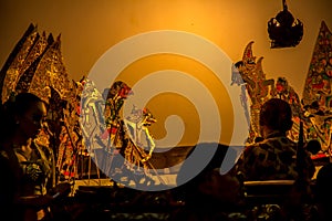 YOGYAKARTA, May 1st 2018: Dalang, the performer of wayang kulit, traditional shadow puppet art form originated from Indonesia