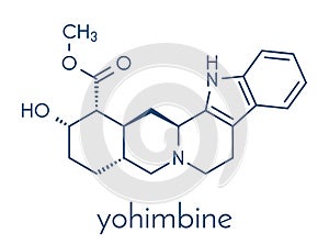 Yohimbine alkaloid molecule. Used as aphrodisiac drug. Skeletal formula.