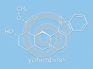 Yohimbine alkaloid molecule. Used as aphrodisiac drug. Skeletal formula.