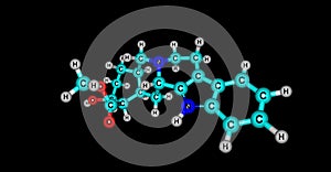 Yohimbine molecular structure isolated on black photo