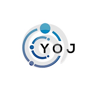 YOJ letter technology logo design on white background. YOJ creative initials letter IT logo concept. YOJ letter design