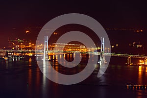 Yokohama Bay Bridge at night in Japan