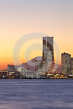 Yokohama city over the Mt. Fuji