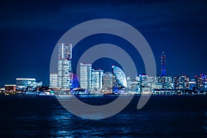 Yokohama Minato Mirai of night view at the time of the entire light up photo