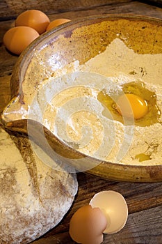 Yolk and flour for bread photo