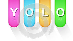 YOLO as You Only Live Once acronym isolated
