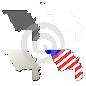 Yolo County, California outline map set