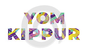 Yom Kippur Concept Retro Colorful Word Art Illustration