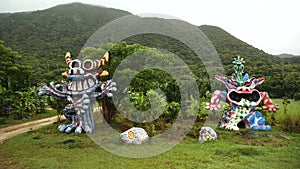 Yoneko Yaki Kobo Shisa Farm full of pottery statues in Ishigaki Island, Okinawa