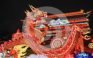 Yong Ning Gate, Xi\'an City Wall, Chinese dragon year, Chinese lunar new year, China. Lantern Festival