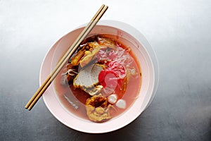 Yong tau foo - Asian noodle in the red soup