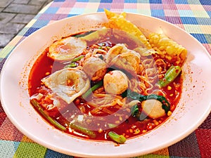 Yong tau foo or yentafo noodle.