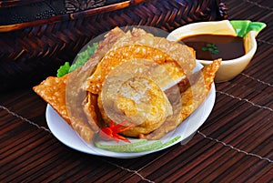 Yong Tau Fu. Asian cuisine of fish paste stuffed