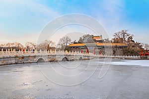 Yongan temple Temple of Everlasting Peace at Beihai park in Jade Flower Island, Beijing, China