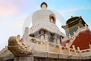 Yongan temple Temple of Everlasting Peace situated in the heart of Beihai park in Jade Flower Island in Beijing, China