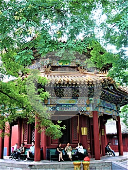 The Yonghe Temple in Beijing city, China. Tibetan Buddhism, history and worship