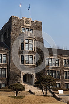 Yonsei University Underwood Hall and Yeonhi Hall in Seoul during winter morning at Seodaemun-gu , Seoul South Korea : 5 February photo