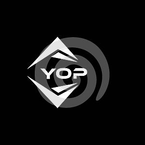 YOP abstract monogram shield logo design on black background. YOP creative initials letter logo photo