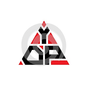 YOP triangle letter logo design with triangle shape. YOP triangle logo design monogram. YOP triangle vector logo template with red photo