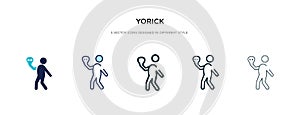 Yorick icon in different style vector illustration. two colored and black yorick vector icons designed in filled, outline, line