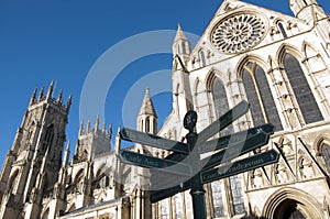 York Minster and city sign photo