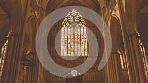 York Minster West Window Heart Of York low angle HDR sepia tone