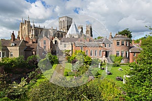 York Minster York England view from the City Walls of the cathedral and tourist attraction