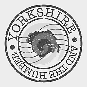 Yorkshire and the Humber, UK Stamp Postal. A Map Silhouette Seal. Passport Round Design. Emblema Vector Icon Design Retro Travel. photo