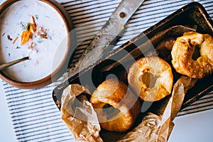 Yorkshire puddings with fish filling