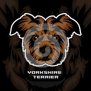 Yorkshire Terrier Dog Face Vector Stock Illustration, Dog Mascot Logo, Dog Face Logo vector