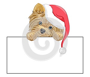 Yorkshire terrier dog happy new year card