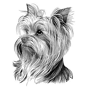 Yorkshire terrier head sketch hand drawn in doodle style Pets Vector illustration