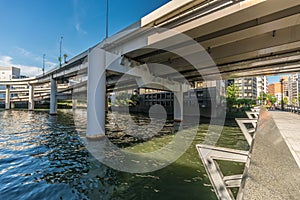 Yoroi-Bashi Bridge over Nihonbashi River in the Nihonbashikoamicho area The Shuto Expressway pictured overhead