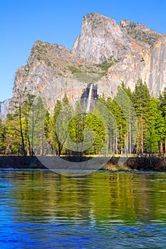 Yosemite Bridalveil fall waterfall at National Park