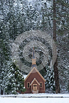 Yosemite chapel winter