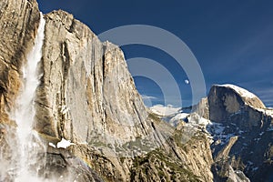 Yosemite Falls and Half Dome in Winter