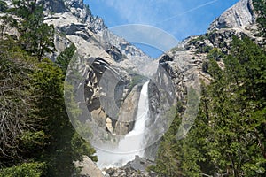 Yosemite Falls Waterfall with Surrounding Forest and River