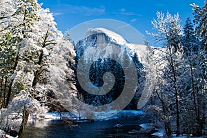 Yosemite half dome in winter